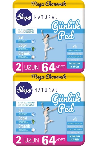 Sleepy Natural Günlük Ped Uzun 128 Adet