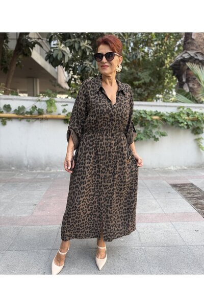 DenizEge Italian Belmando Leopard Dress Brown
