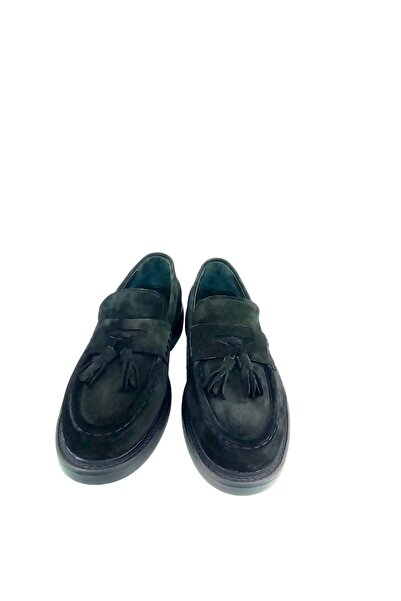 Oneka Shoes Men's Casual Loafer Tasseled Black Suede 420525Bv1800