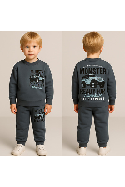 KGN GİYİM Boys' Tracksuit Set Bottom Top Sweatpants Cotton Fabric