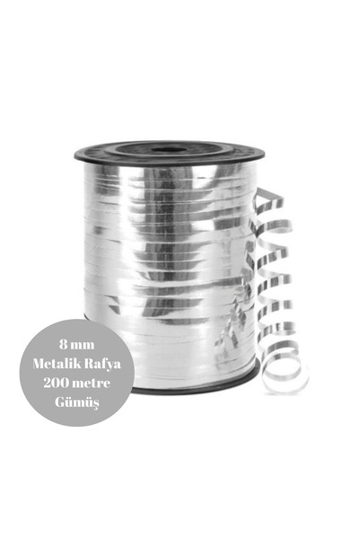 BatıDoğu Рафія металізована 8 мм 200 метрів Срібна