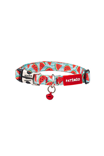 PATİMİO Watermelon Ayarlanabilir, Metal Kilitli Çıngıraklı Kedi Boyun Tasması...