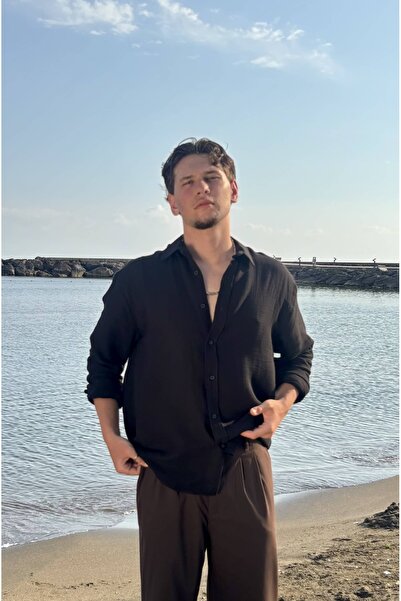 TWILIT Oversize Uzun Kol Gömlek - Siyah