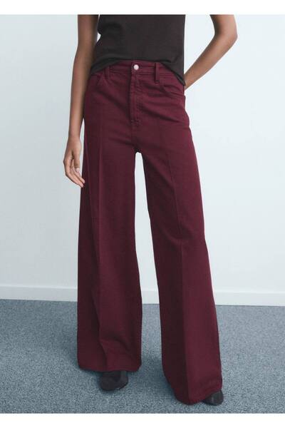 MANGO Woman Yüksek bel wide leg jean pantolon