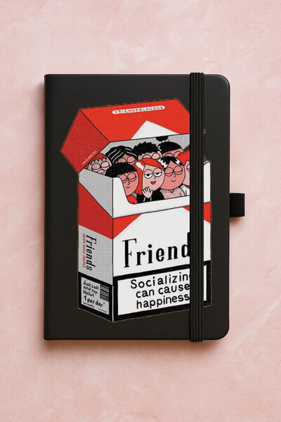 Cekuonline دفتر ملاحظات حراري فاخر غير مؤرخ للترويج، منقوش، 192 ورقة - اجتماعي