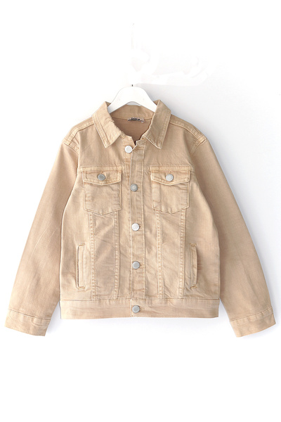 DobaKids Τζιν μπουφάν για αγόρια με τσέπες Παιδικό τζιν παλτό Ανοιξιάτικο χειμερινό παιδικό παλτό 5-14 ετών Μπεζ