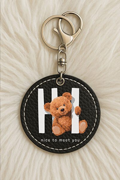 Cekuonline Unisex Men/Women Leather Keychain Humorous Printed with Hook Black...