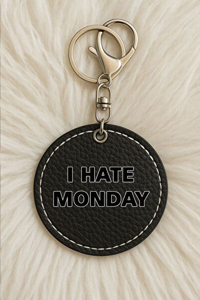 Cekuonline Unisex Men/Women Leather Keychain Humorous Printed with Hook Black...