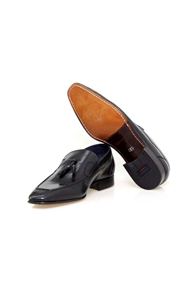 FRANCO CALVANI LACİVERT RENK BAĞCIKSIZ HAKİKİ DERİ ERKEK AYAKKABI