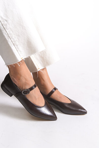 Riccon Women's Pointed Toe Ballerinas 0012501 Brown Skin