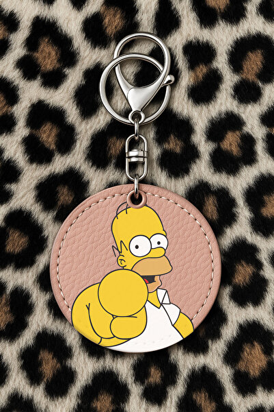 Cekuonline سلسلة مفاتيح جلدية قابلة للتجميع مع طباعة مزحة وخطاف، نمط: سيمبسون