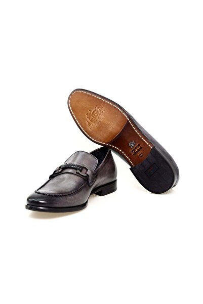 FRANCO CALVANI Gray Color Laceless Genuine Leather Men's Shoes