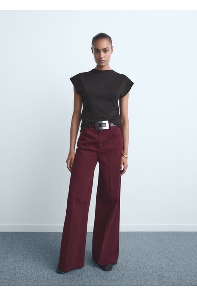 MANGO Woman Yüksek bel wide leg jean pantolon