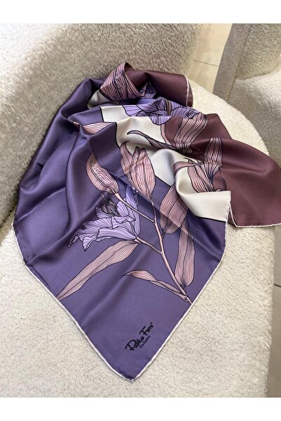 PAPLİO FERRE Eșarfă din mătase twill cu model de lalele Pablio Ferre violet