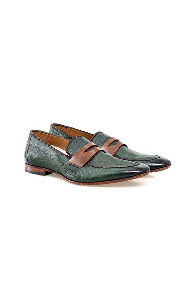 FRANCO CALVANI PANTOFI BĂRBAȚI FĂRĂ șireturi, CULOARE VERDE, PIELE AUTENTICĂ