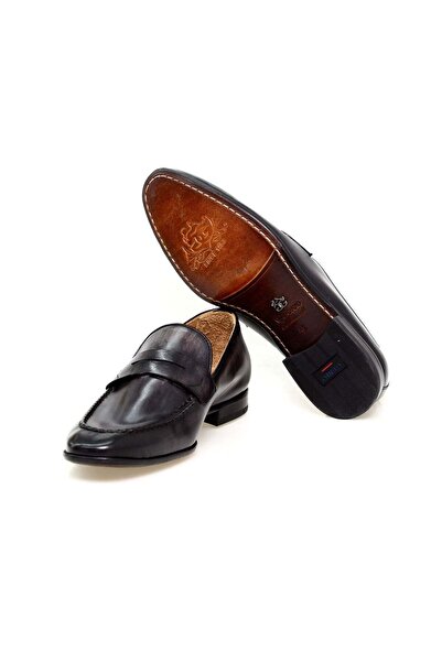 FRANCO CALVANI Gray Color Laceless Genuine Leather Men's Shoes