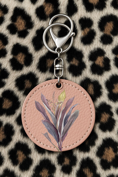 Cekuonline سلسلة مفاتيح جلدية قابلة للتجميع مع نقش مطبوع بتصميم مرح ولون وردي فاتح: فروتيكوزا