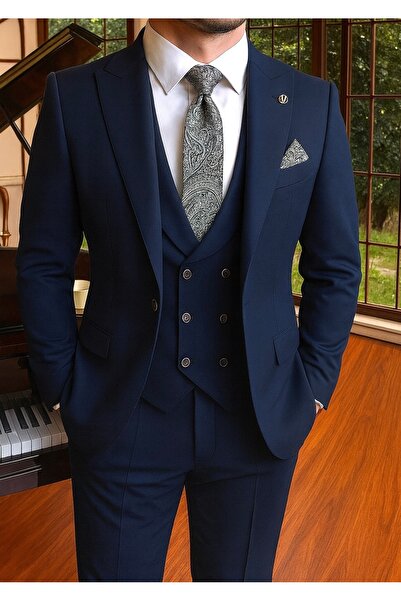 town walker Erkek Slim Fit Yeleki Takım Elbise Seti