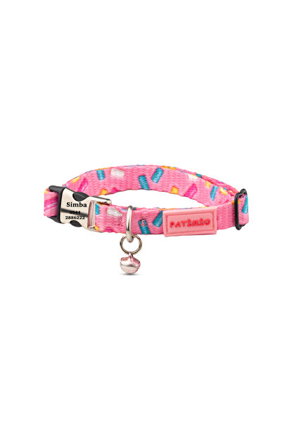PATİMİO Pink Bones Ayarlanabilir, Metal Kilitli Çıngıraklı Kedi Boyun Tasması...