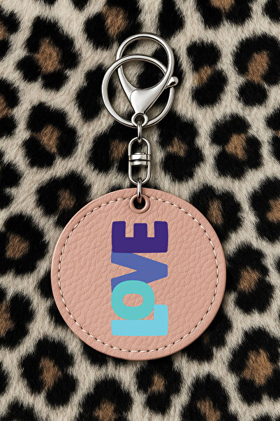 Cekuonline سلسلة مفاتيح جلدية قابلة للتجميع مع نمط مطبوع مرح باللون الوردي الفاتح: لون الحب