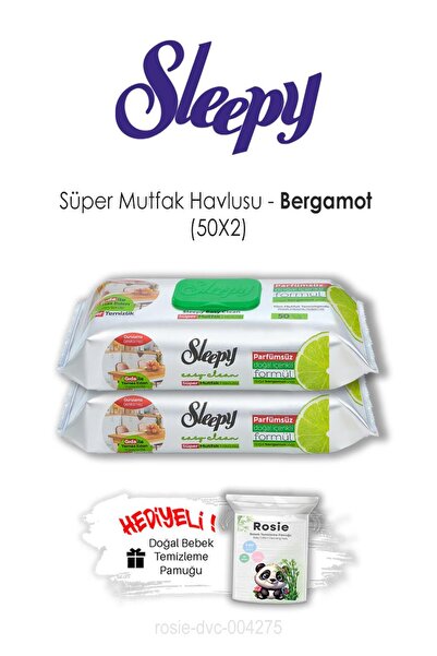Sleepy Easy Clean 2-Piece Bergamot Super Kitchen Towel 50-Piece and Rosie