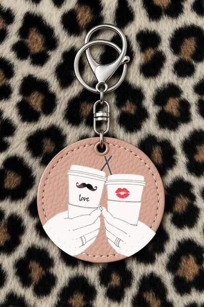 Cekuonline سلسلة مفاتيح جلدية قابلة للتجميع مع نقش مطبوع بتصميم مرح: My Dear Love