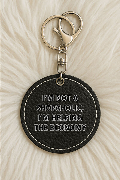 Cekuonline Unisex Men/Women Leather Keychain Humorous Printed with Hook Black...