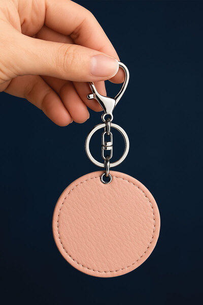 Cekuonline Collectible Leather Keychain with Humorous Print and Hook Powderpink Pattern: Botanical Letter R