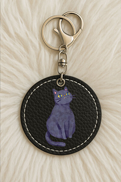 Cekuonline Unisex Men/Women Leather Keychain Humorous Printed with Hook Black...