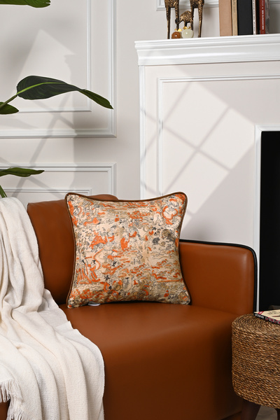 decofav Husă pentru pernă din catifea din piele cu model tradițional din Orie...