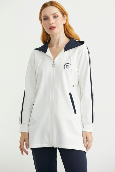 Sementa Σετ αθλητική φόρμα με κουκούλα και φερμουάρ - Εκρού