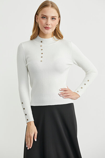 Sementa Pulover de tricotat de bază cu guler înalt cu șnur - Bone