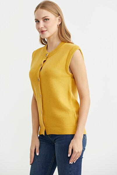 Sementa Button Closure Wool Knit Vest - Güneş