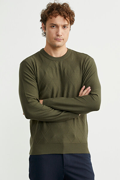 Sementa Baklava Motif Detailed Knitwear Sweater - Khaki