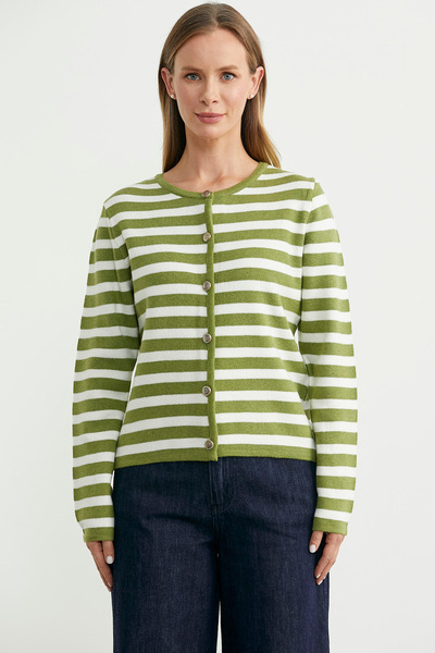 Sementa Colorful Striped Knitwear Short Cardigan - Green