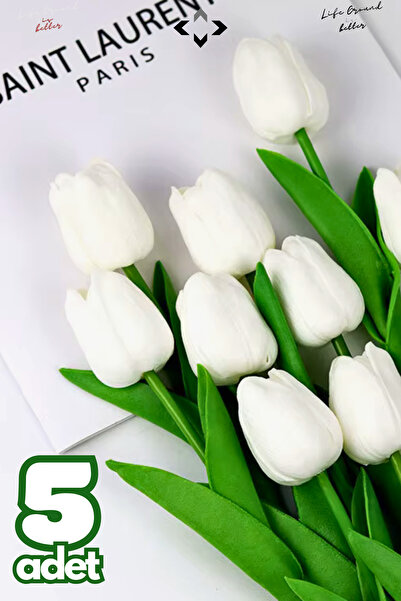 LİGROUND 5’li Yapay Lale Demeti Gerçekçi Dekoratif Çiçek Buketi 5 Adet Islak Lale 30 CM Gelin Çiçeği Ev Ofis