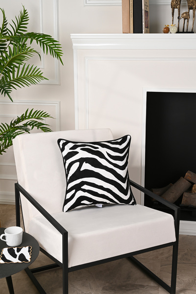 decofav Husa de perna din catifea din piele cu model zebră 43x43cm