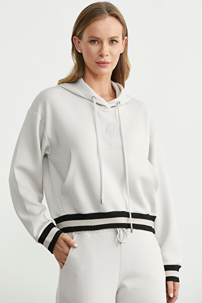 Sementa Kapüşonlu Rahat Kalıp Scuba Eşofman Takım - Taş