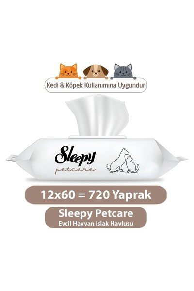 Sleepy Petcare Evcil Hayvan Islak Havlusu 12X60 Yaprak