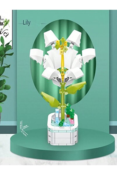 Innovium Innovium™ 3D White Lily Flower Construction Set, 128g, Dimensions 19.5 × 14 × 4.2 CM, ABS