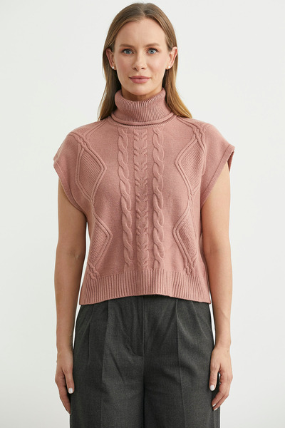 Sementa Full Fisherman Crop Knit Sweater - Rose