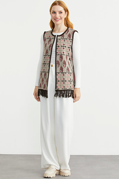 Sementa Patterned Bohemian Wool Knit Vest - Mink