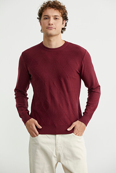 Sementa Baklava Motif Detailed Knitwear Sweater - Claret Red