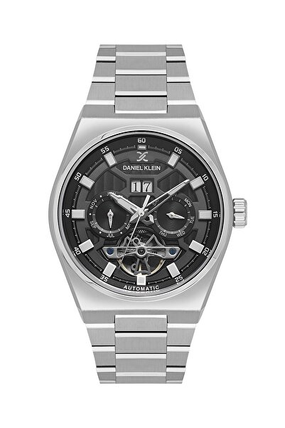 Daniel Klein Gümüş Siyah Ay Gün Takvimli Fonksiyonlu Çelik Kordonlu Tourbillon Otomatik Erkek Kol Saati