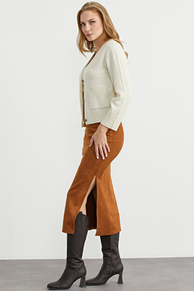 Sementa Knitwear Cardigan Crop Two-Piece Set - Stone