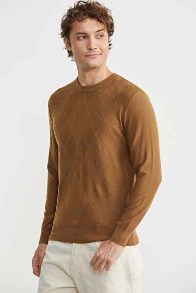 Sementa Baklava Motif Detailed Knitwear Sweater - Camel