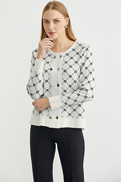 Sementa Logo Button Detailed Knitwear Cardigan - Bone