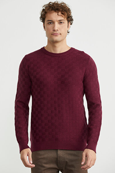 Sementa Motifli Crew Neck Knit Sweater - Burgundy