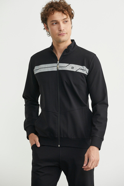 Sementa Σετ αθλητική φόρμα με φερμουάρ Stand Collar - Μαύρο