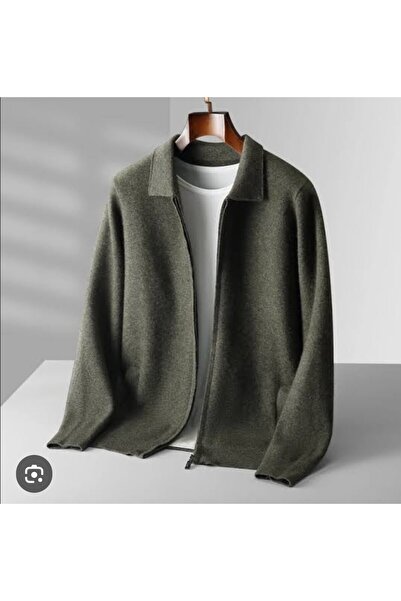 ARDSU Men's 100% Wool, Zippered Cardigan with Pockets